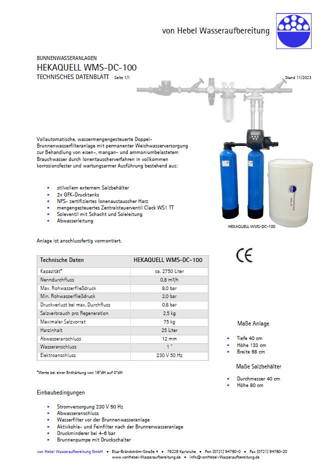HEKAQUELL WMS-DC-100 Brunnenwasseranlage