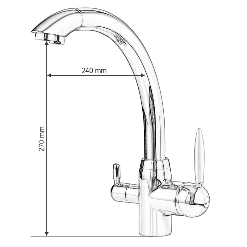 HEKAZUB 3 Wege Wasserhahn für Osmoseanlagen